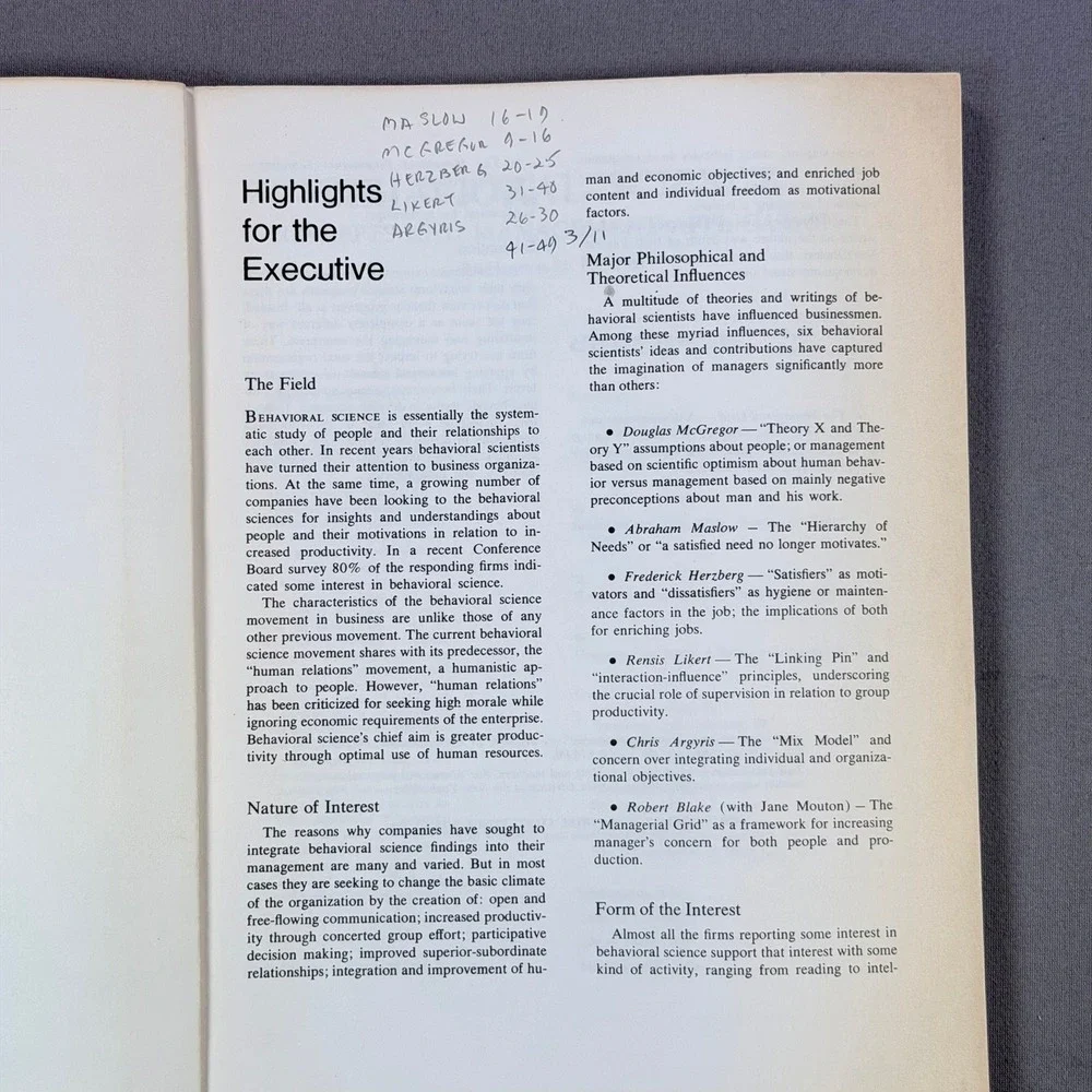 Conference Board Behavioral Science Concepts Management Softcover 1978 Business